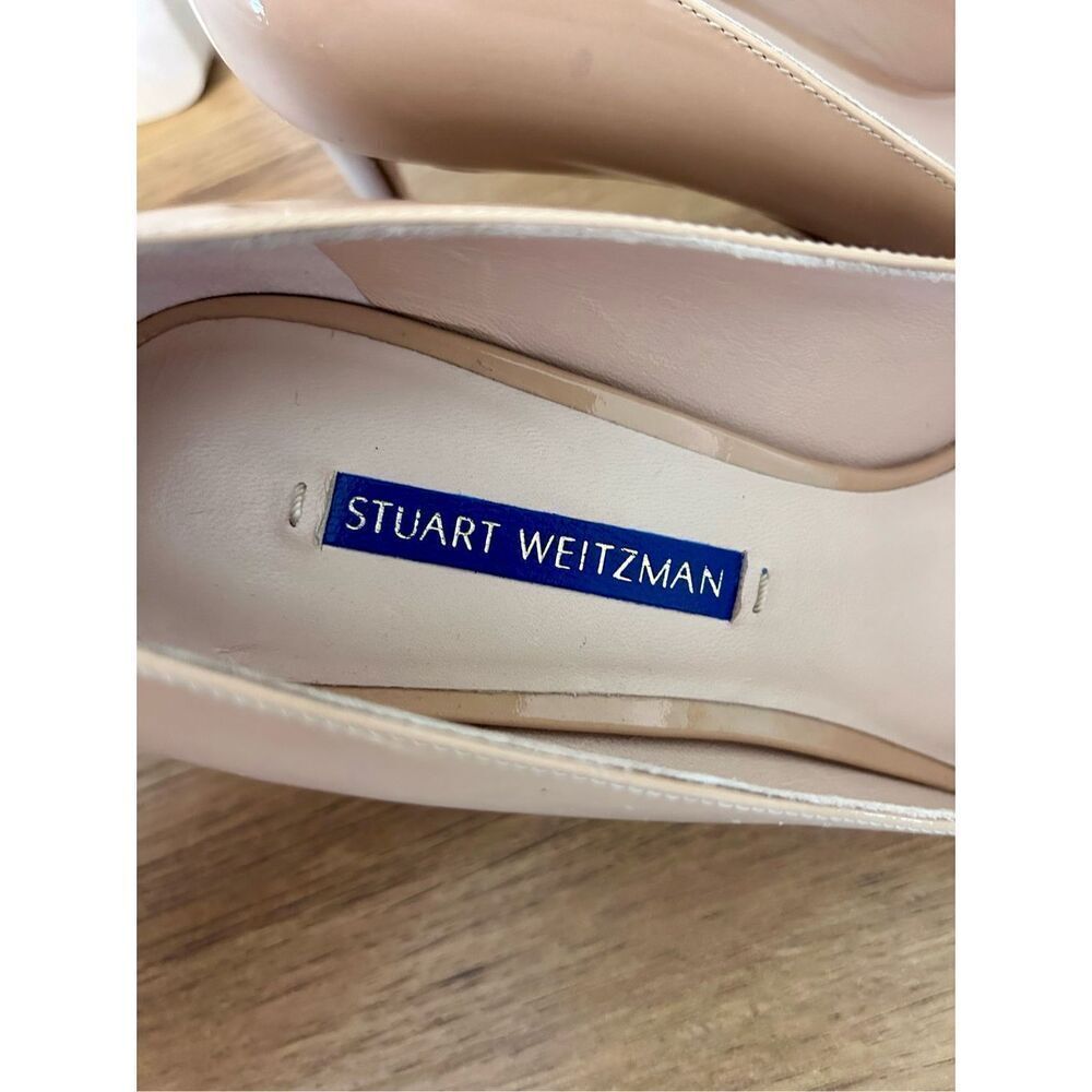 Stuart Weitzman Leigh 70 Patent Leather Adobe Pumps in Nude Size 6.5 - Picture 7 of 9